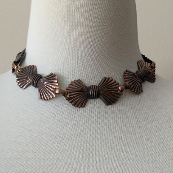 VTG Burnished Copper Modernist Choker Necklace - Picture 2 of 7